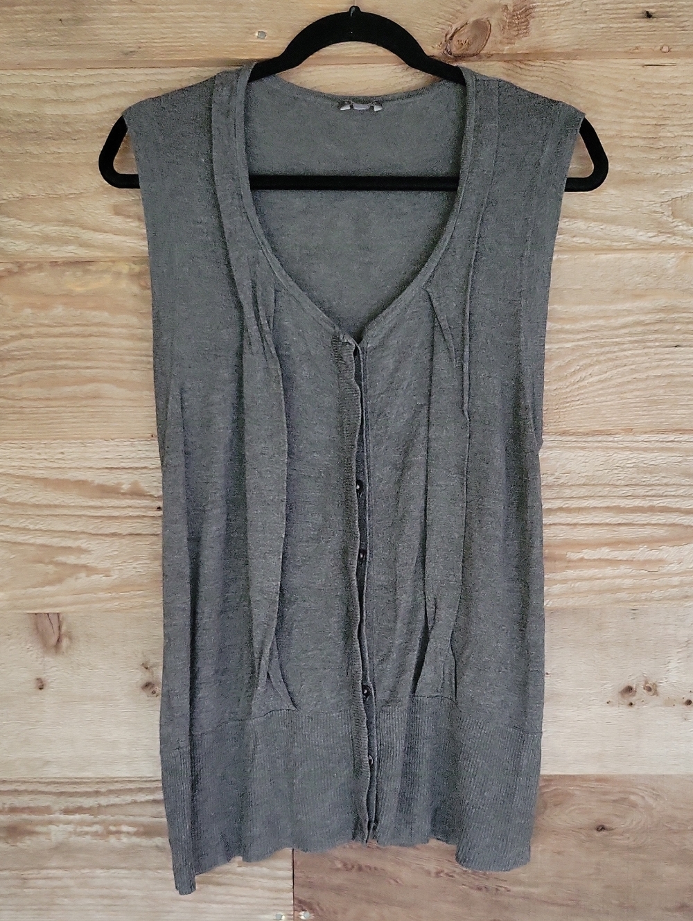 Lilla P Size Large Gray Sleeveless Button-Front Knit Tunic